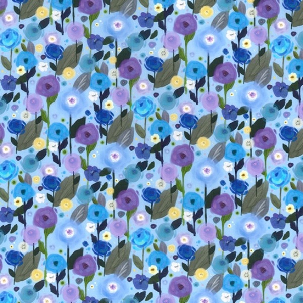 Rose and Hubble Floral Poplin 14 Blue