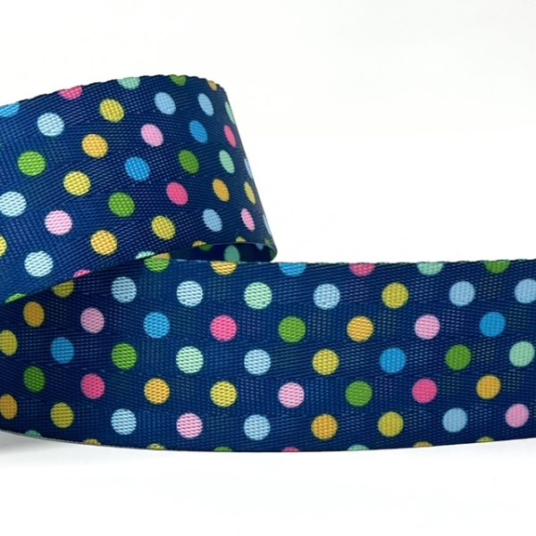 Patterned Nylon Printed Webbing Blue Polka Dot