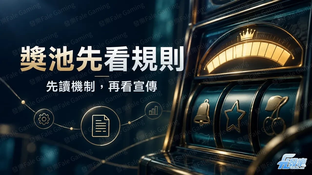 深藍金色老虎機與獎池儀表板，呈現先閱讀獎池規則的文章主題