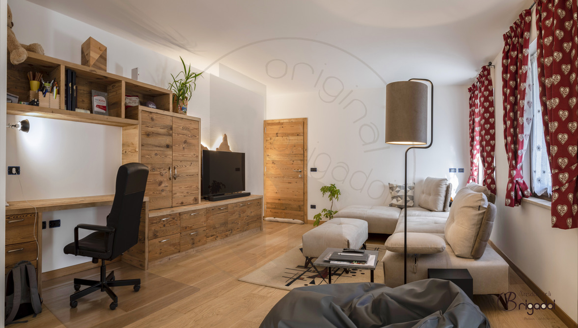 casa legno val di fiemme trentino interior design arredamento falegnameria soggiorno cucina dolomiti