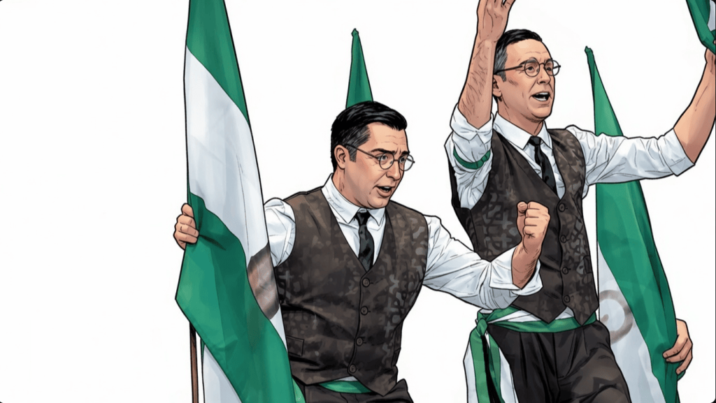 La bandera de la identidad andaluza ondea con fuerza en el falla. ‘el patriota’ reclama su sitio entre los grandes