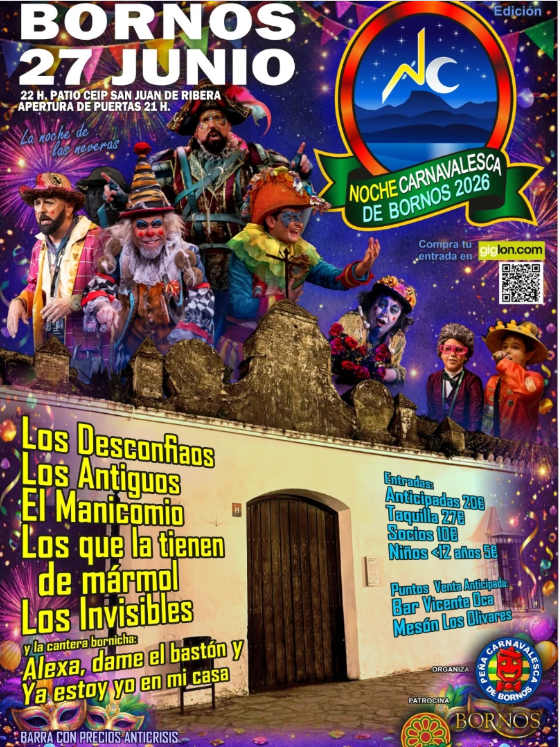 Bornos reunirá a destacadas agrupaciones del Carnaval de Cádiz en su histórica Noche Carnavalesca