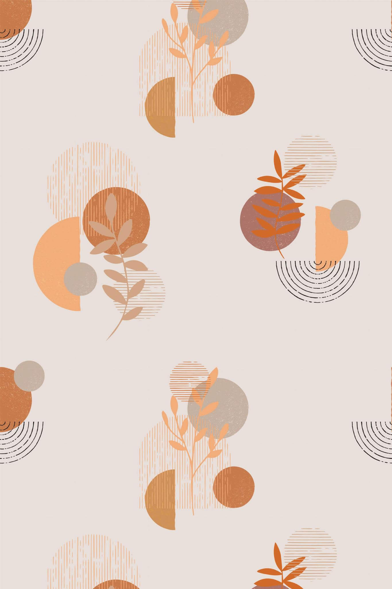 Retro boho peel and stick wallpaper or non-pasted