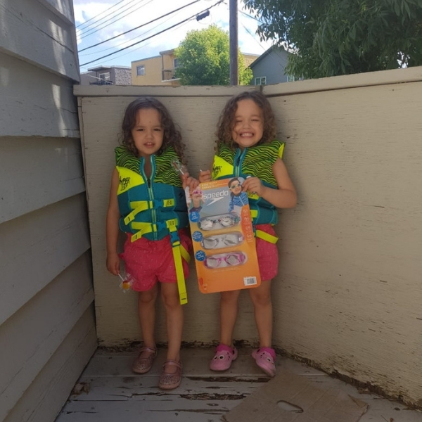 Camelia and Elina enjoying summer activities! Thanks to FANS members for the monetary donation for the twins' swimming gear