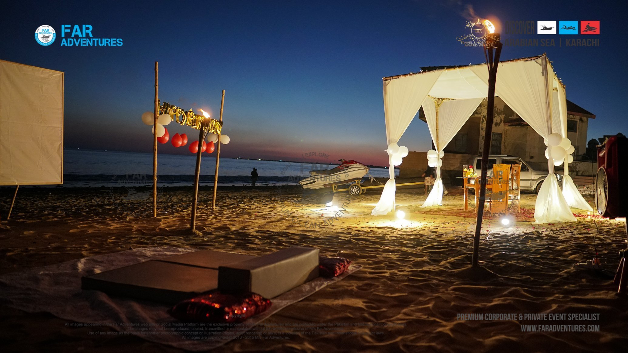 Private Tropical Beach Party | Sunset Boating, Camping, Dinner, Movie Night
