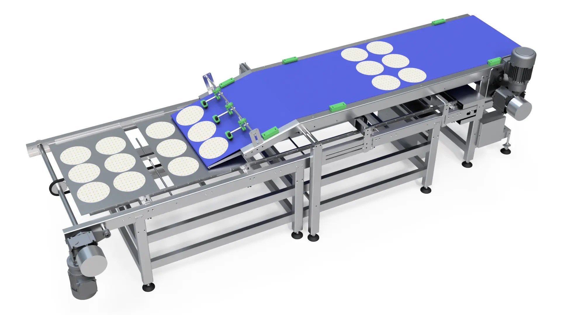 Tray Conveyor in Pizza Topping Line