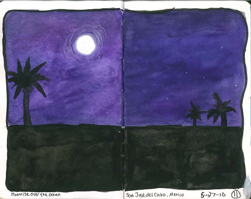 Full moon over ocean