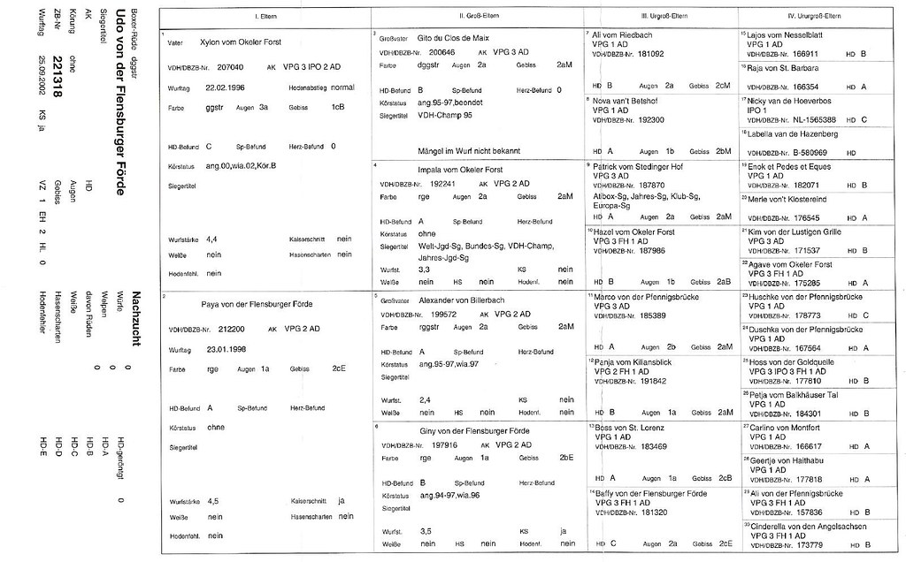 Udo's German Boxer Club Pedigree