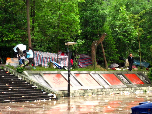 Rain and makeshift tents