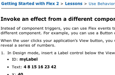 Captura de pantalla de una página de Adobe en la que salen los números de Lost