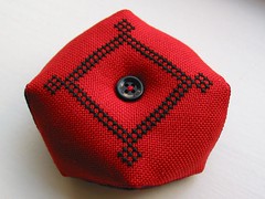 Black and Red biscornu - back