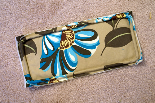 Bottom panel with binding sewn