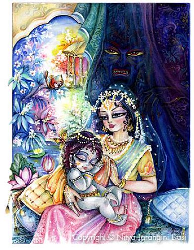Krishna and Putana - ISKCON desire tree