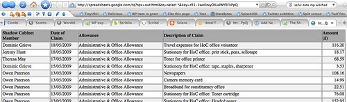 Shadow Spreadsheets And a Tweet Later – Querying Shadow Cabinet Expenses on Google ...