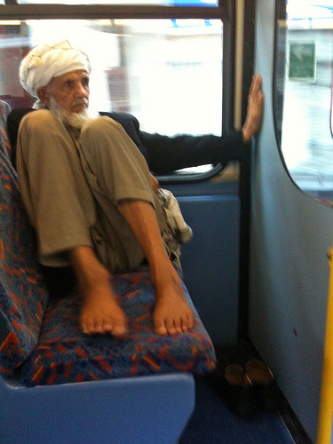 man with bare feet