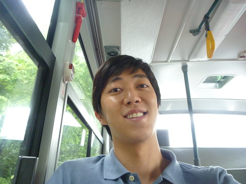 Less people on the bus than the subway, a bit easier to smile for the camera.