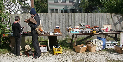 J and J looking through items
