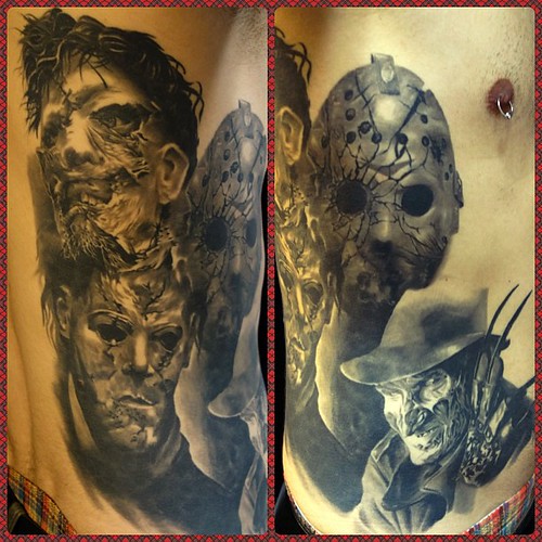 Got A #Healed Pic Of The #Slasher #Sidepiece #Blackandgrey #Tattoo #Jason #Freddy #Krueger #Leatherface #Michealmyers #Halloween #Fridaythe13Th - A Photo On Flickriver 500_x_500_jpg