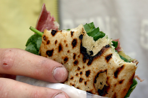 Beef and gherkin ciabatta