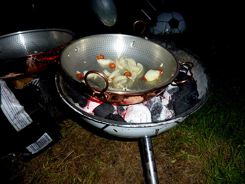 Frying onion and chilli