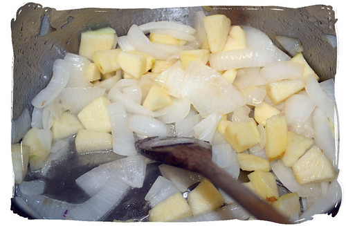 Cook onion and apple