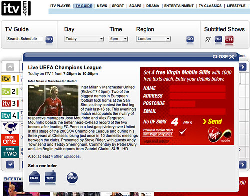 ITV coverage of Inter Milan vs Manchester United