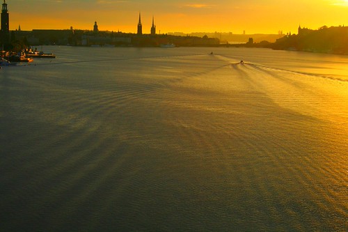 Boating into the Stockholm sunrise