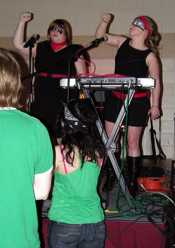 A photo  of two members of the Protomen at a concernet