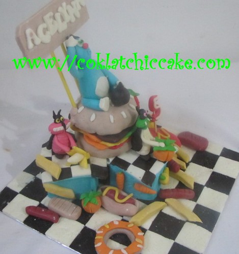 Miniature cake Oggy and the Cockroaches