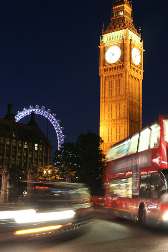 Big Ben, London Eye at night