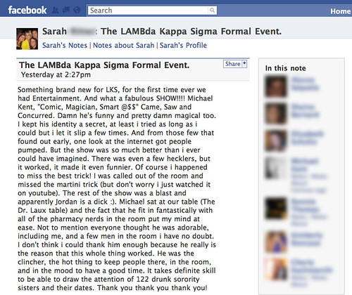 Nice note from Lambda Kappa Sigma, Duquesne University