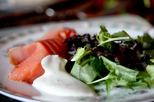 Smoked salmon with creme fraiche