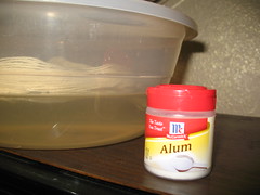 yarn, alum soak