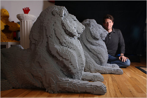 Lego NYPL Library Lions Patience & Fortitude with Nathan Sawaya