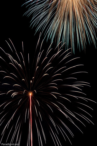 Poofballs of Light Fireworks over Lake Loveland, CO
