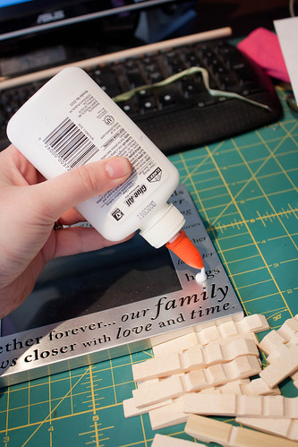Spread glue onto frame