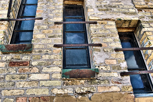 Tiered elongated windows as if on stair case 