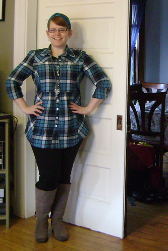 plaid tunic and leggings