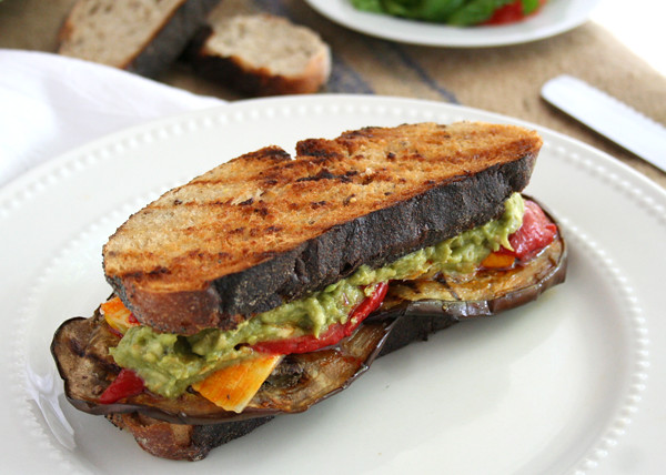 Grilled Mediterranean Sandwich with Mashed Avocado