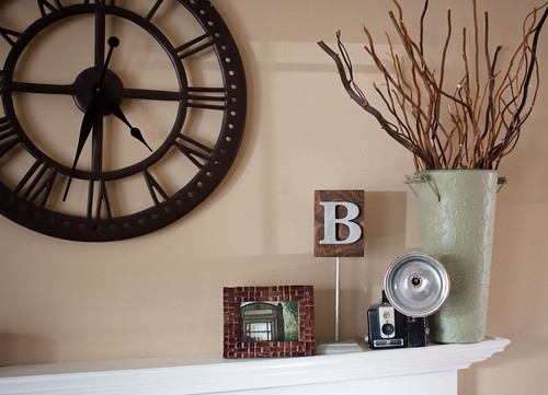 Textured Picture Frame on the Mantel