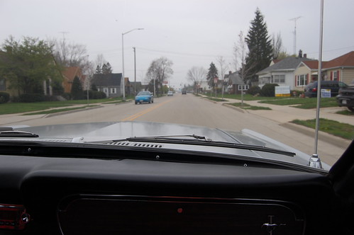 View of the road from passenger seat