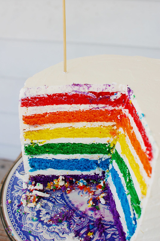 rainbow cake cut