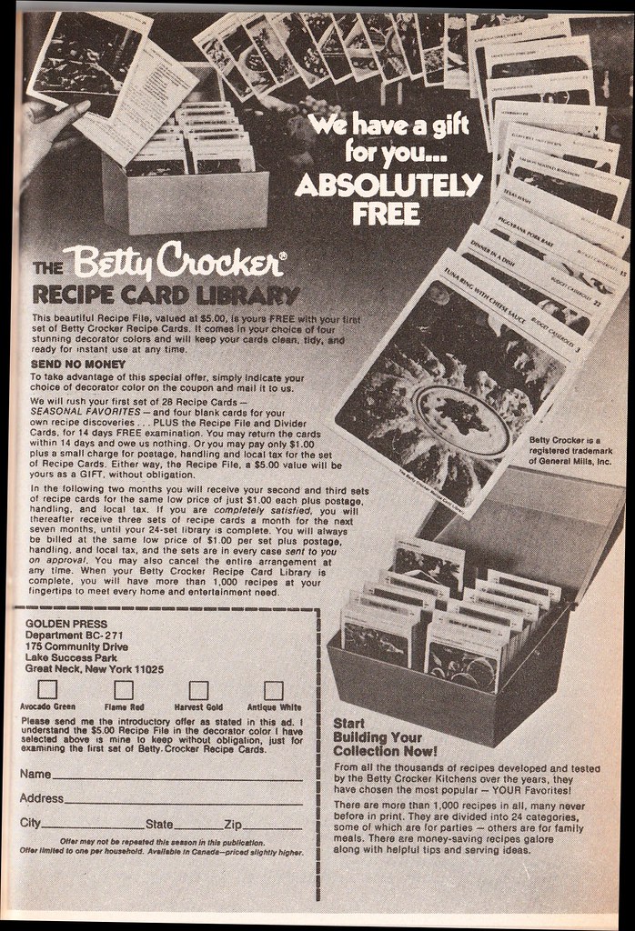 Betty Crocker recipe cards