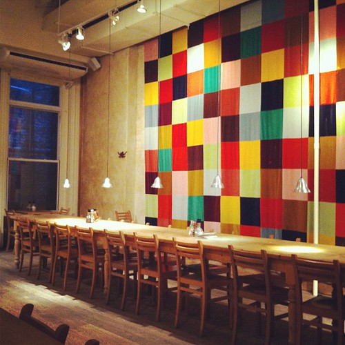 quilt wall hanging @ la pain quotidien soho nyc
