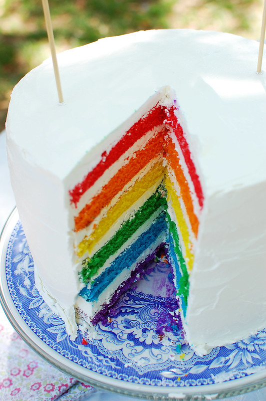rainbow cake cut