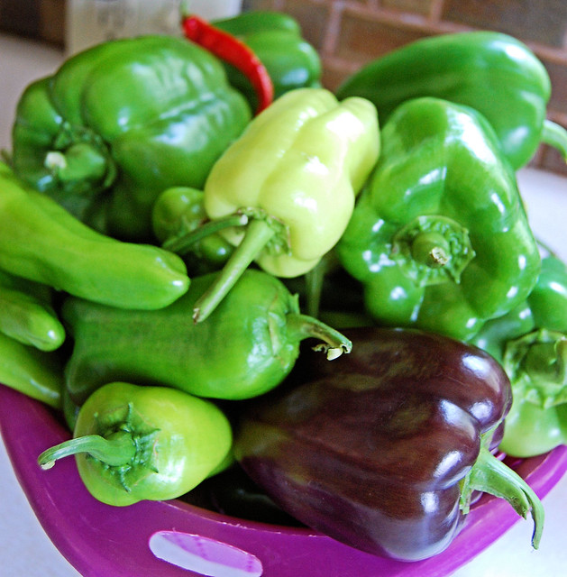 bowl overflowing of various peppers