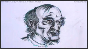 draw an old man's face in two point perspective