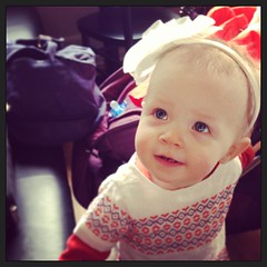 B in her Easter fascinator and new 60s-style dress.