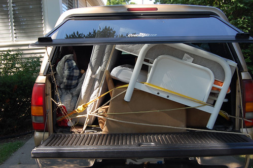 Back of truck loaded and tied in