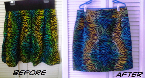 Refashioned Rectangle Gathered Skirt to Tailored Skirt with Pockets